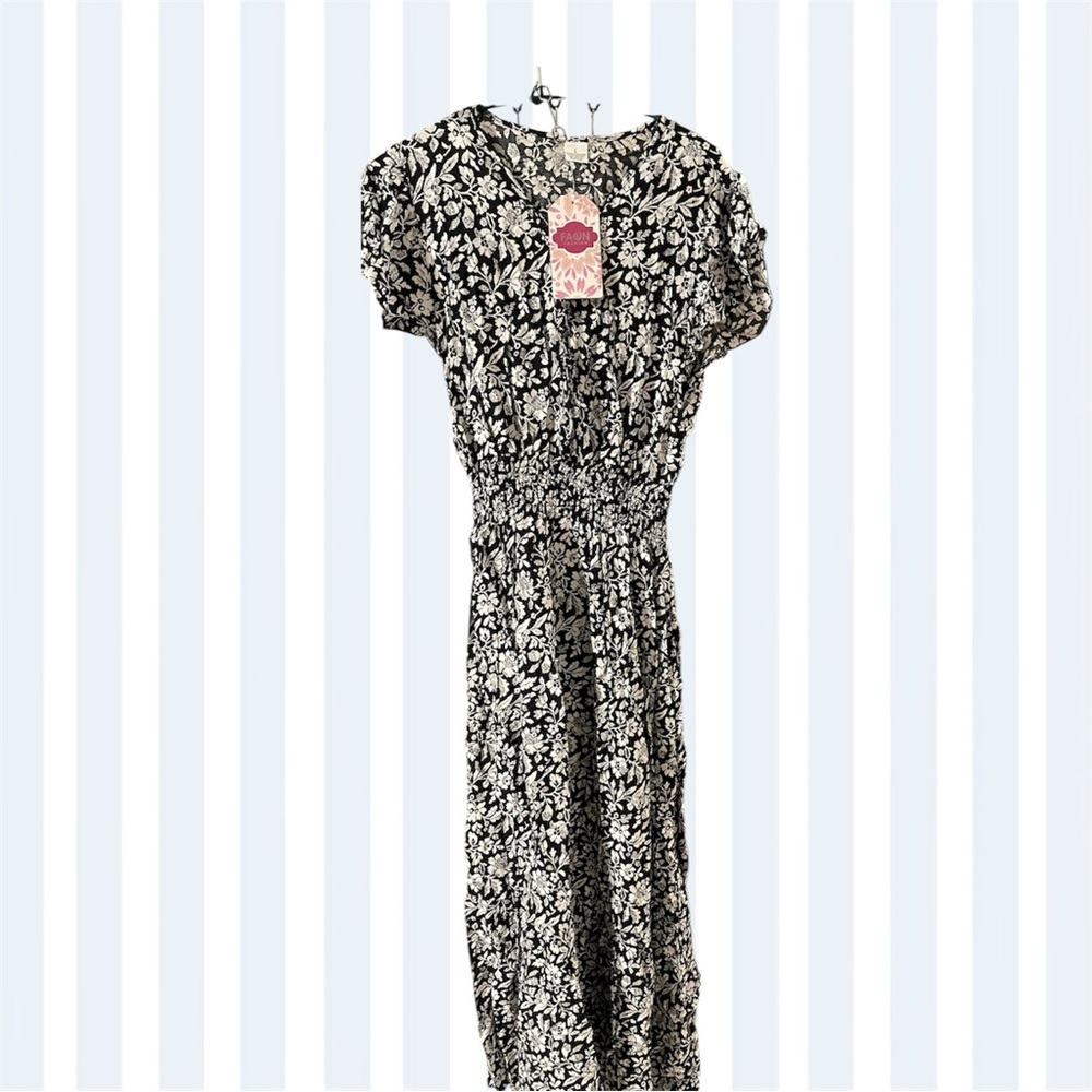 Floral Black and White Jumpsuit